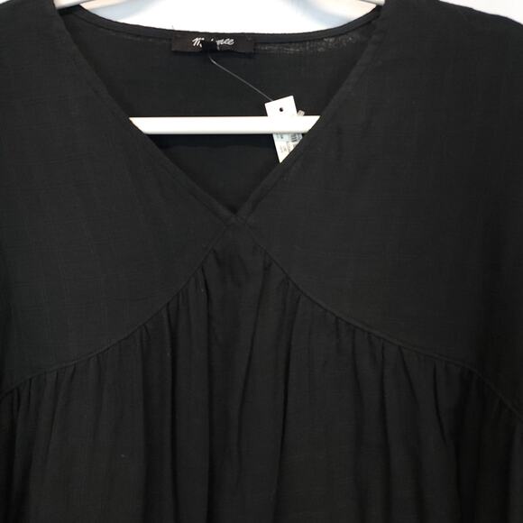 Madewell Pleated Monterey Top Size S Black Lightweight Knit Flowy 100% Cotton - Picture 8 of 16